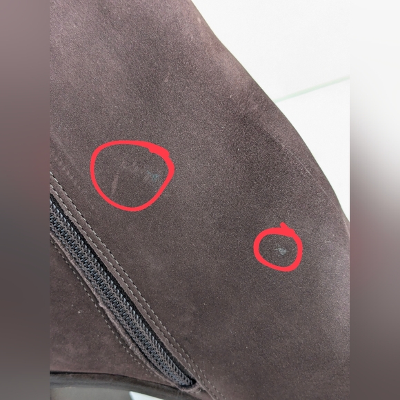 Schutz Mikki Block Heel Brown Suede Bootie Pointed Toe Nobuck Size 8 - Picture 8 of 14